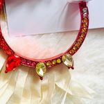 Betsey Johnson Stay Wild Raffia Red Hoop Earrings Photo 2