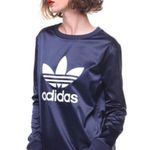 Adidas  Originals Women's Trefoil Crew satin blue pullover Sweatshirt size medium Photo 0