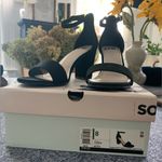 SO Brand New in Box Black Suede Strappy Open Toe Chunky Sandals High Heels 8.5 Photo 2