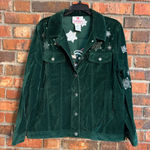 Quacker Factory  womens Capture the Magic velvet Embroidered snowflakes green M Photo 0