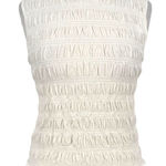 Madewell  Smocked Boatneck Tank Top White Size Medium NWT Photo 0