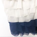 Diane Von Furstenberg  Gianna Ruffle Sleeveless Tank Top White Blue Size 4 Photo 4