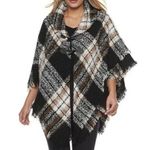 Apt. 9  Black Plaid Ruana Poncho Photo 0