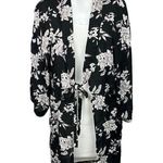 Spiritual Gangster Black Floral Tie Front Kimono Robe Swimwear Cover Up One Size Photo 0
