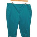 Talbots  Womens Flat Front Stretch High-Rise Pedal Pusher Pants Turquoise Size 18 Photo 0