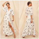 Reformation  Winslow Chiffon Maxi Wrap Dress Macadamia XS White Blue Floral Tulip Photo 3