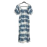 Apiece Apart  Gali Organic Cotton Shirred Blue and White Midi Dress SMALL Photo 3