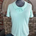 polo shirt scalloped collar aqua pastel sweet Green Size L Photo 0