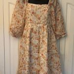 None Puff Sleeve Sundress Apricot Yellow Women Size Small NWOT Photo 0