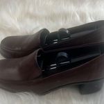 Croft & Barrow Loafers Woman's S| 9 Brown Leather Block Heel Slip On Mules Shoes Photo 0