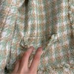 Ann Taylor Green Pastel Tweed Fringe Blazer Size 8 Office Work Career Photo 4