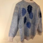 Beautiful Cream Vintage Leaves 1970s Fluffy Icelandic Sweater by Iceware S/M Blue Size M Photo 5