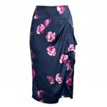 Joie  Alphina Midnight Front Drape Floral Midi Skirt, Size 2 New w/Tag $278.00 Photo 4