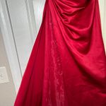David's Bridal Vtg ‎ Strapless Formal Dress Gown Red Floral Beaded Elegant Party Photo 2
