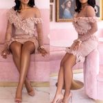 House Of CB  Sorrel Blush Lace Frill‎ Dress NWOT size S Photo 2