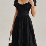 Rihoas Black Square Neck Puffed Sleeve Midi Dress Size M Photo 1