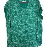 Stitch Fix Monday Fun Size 2X Green White V Neck Short Sleeve Lightweight Top Photo 0