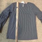 Solitaire  charcoal gray white striped bell‎ sleeve round neck top size S NWT Photo 9