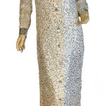 VINTAGE 1960'S CREAM WITH SILVER SEQUINS SHIRT STYLE COCKTAIL DRESS (S) Photo 0