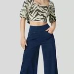 Halara  Square Neck Puff Sleeve Backless Tie Back Zebra Stripe Print Crop Photo 0