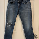 Driftwood  Distressed Cropped Jeans Ripped Knee Denim Blue Wash Size‎ 26 Photo 0