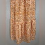 Hale Bob  Elbise Strapless Smocked Tie Neck Halter Midi Dress Orange White Small Photo 6