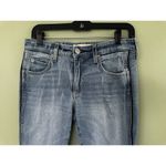 AMO Jeans Size 30/26 Twist Sweet Cheeks Cropped Piping Velvet Stripe Split Hem‍ Blue Photo 6