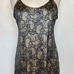 Vintage Black and Gold Paisley Chemise Size M Photo 0