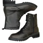 Very G  Conquest Ankle Boots Black Snakeskin Block Heel Lace Up Women’s Size 11 Photo 3