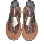 FitFlop  F-Mode FT7-675 Slide Sandal Platino Leather Cork Size‎ 8 Toe-Post Gold Photo 1