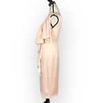 Vince Camuto Ruffle Knee Length Sheath Dress Women's 2 Pink Blush One Shoulder Photo 3