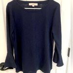 Loft Ann Taylor Floral Jacquard Bell Cuff Top Forever Navy Blue Women’s Size M Photo 0