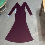 Dress the Population Dress The Population Carmen Long Sleeve Trumpet Maxi Gown Dress Burgundy XS Photo 8