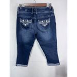 Rue21 Curvy Skinny Jeans Cropped Dark Wash Embroidered Pocket Women Juniors 9/10 Blue Size undefined Photo 4