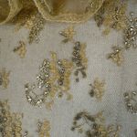 Betsey Johnson Vintage 90s Gold Sheer Floral Lace Ruffle Dress Shirt Top Size S Photo 5