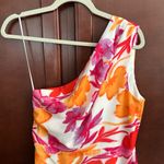 Milly  Elin Floral Paper Peony One-Shoulder Midi Cocktail Dress Photo 5