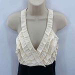 Tibi  New York Halter Dress Womens 4 Black Cream Silk Wool‎ Blend Button Front Photo 1