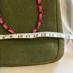 Goldie BRAND OLIVE/MOSS GREEN WOOL BAG PINK RIBBON THROUGHOUT BRASS HANDLE Photo 10