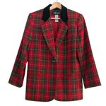 Sag Harbor  Vintage Plaid Wool Blend Single Breasted Blazer Size 6P Christmas Photo 0