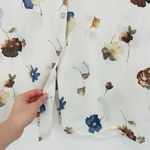 vtg dreamy watercolor ivory slate blue delicate button down top feminine floral White Size L Photo 6