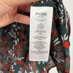 Maje  Paris Green Floral Lo Fleur Crepe Georgette Top Sheer Smocked Blouse Large Photo 9