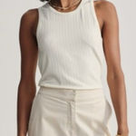Varley  Thurman Ribbed Tank Top Ivory Size Medium Photo 1