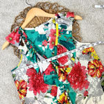 MM Couture  By Miss Me Blouse Sleeveless Summer Floral Ruffle Tie V-Neck Size S Photo 7