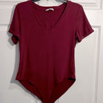 MANGOPOP  Burgundy V-neck Body Suit - Short sleeves - Size XL Photo 0
