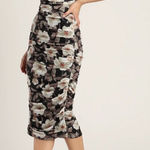 Lulus Lulu’s We Really Mesh Black Floral Print Sleeveless Ruched Midi Dress NWT Small Photo 0