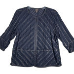 Chico's  Jacket Women Large Blue Stripe Travelers Collection Sheer Topper Business Photo 0