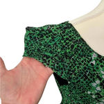Kay Unger  Green/Black Animal Print Ruched Dress - size Large Photo 4