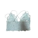 Free People Bralette Size Medium Blue Crochet Lace Smocked Back Photo 1