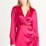 Black Tape Pink Ruched Satin Wrap Dress Size Medium Cocktail Special Occasion Photo 0