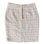 Chantal Gaudreau Pink White Tweed Fringe Hem Pencil Skirt Size 10 Barbiecore Photo 5